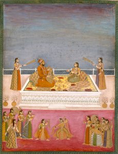 若いムガール帝国皇帝ムハンマドシャー（1719年から48年）のノーッチパフォーマンス、1725年頃（紙に不透明なトイレ）